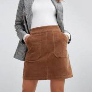 ASOS Warehouse Tan Corduroy Pocket Skirt